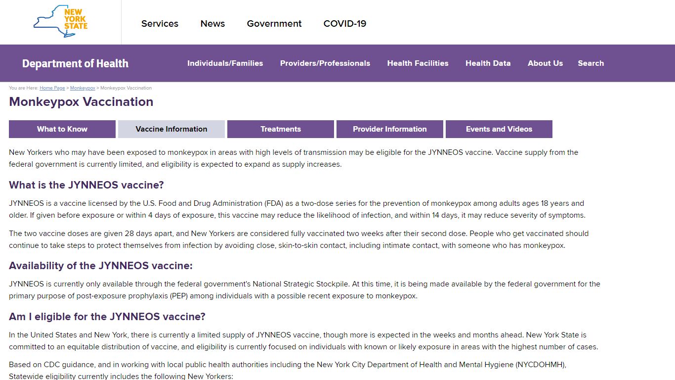 Monkeypox Vaccination - New York State Department of Health